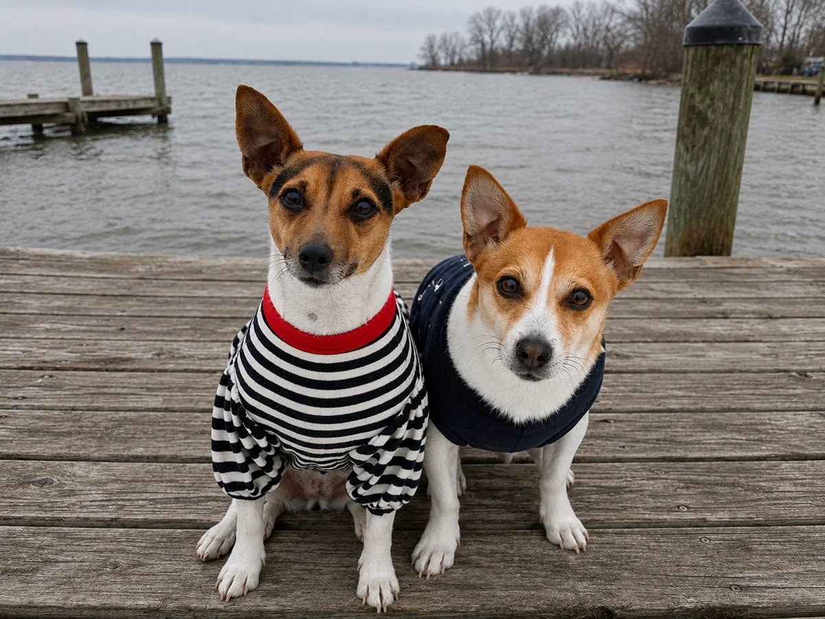 Toby and Nelly on the dock